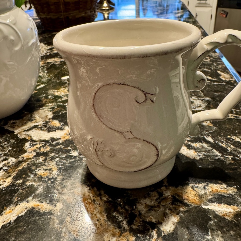 Elegant White Mug with Monogram
